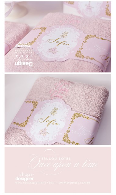 Trusou de botez brodat pentru fetite cu printese, Once upon a time 9